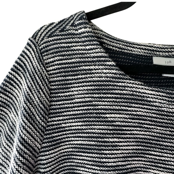 J JILL | NWOT NAVY BLUE & WHITE STRIPE COTTON TERRY TEXTURED TOP PUFF SLEEVES XL - Picture 4 of 9